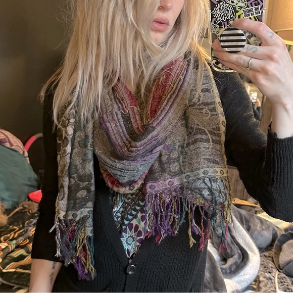 SALE: (set of 2) Urban Outfitters Striped Scarf + Floral Patchwork Scarf - Picture 4 of 13